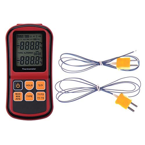 Image of AIHG Digital Thermocouple Thermometer Dual-Channel LCD Backlight Temperature Meter Tester with 2 K-Type Thermocouple for E/J/K/N/R/S/T