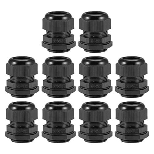 Image of TA-VIGOR 10Pcs M32 x 1.5 Cable Gland, IP68 Waterproof Adjustable Plastic Nylon Wire Connectors Gland Joints for 16mm-21mm Cables, Locknut Stuffing Glands with Locknut and Washer – Black