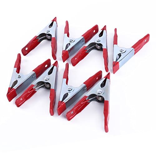 Image of AKORD Strong Metal Spring Clamps/Stall Clips Holder for Large Tarpaulin, Silver/Red, 8 x 4-Inch, Set of 8 Piece(8 x 4-Inch)