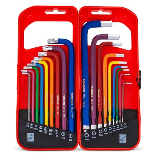 Image of ToughHub 18 Pcs Allen Key Set – Metric Allen Keys and Torx Allen Key Set – Combined Long Arm Alan Keys Sets - Hex Key Set 1.5-10mm and T10 – T50 Inch with Carry Case