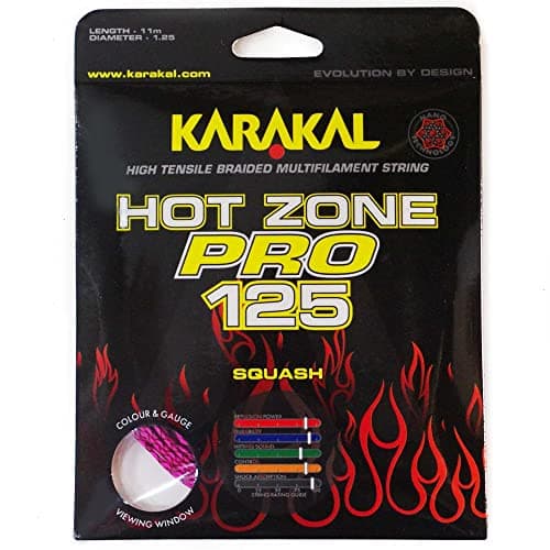 Image of Karakal Hot Zone Pro 125 Squash String Set, Color- Pink/Black