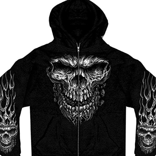 Image of Hot Leathers mens Motorcycle GMZ4237 Shredder Skull Black Hoodie, Black, Large