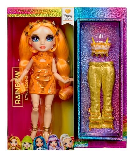 Image of Rainbow High Style Icons Poppy - 28cm Fashion Doll with Long Brushable Hair, Comes with a Second Outfit, Matching, and a Pair of Shoes, Flexible with 13 Points of Articulation