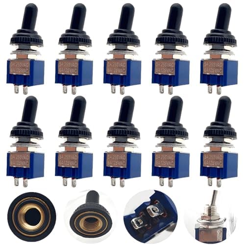 Image of CESFONJER 10 Pcs Mini Locking Toggle Switch | mts-101 NO/Off Mini Miniature Toggle Switch Car Dash Dashboard SPST 2Pin AC 125V/6A, 250V / 3A + 10Pcs Waterproof Cap