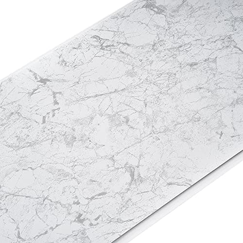 Image of 10PCS Gloss PVC Wall Panels 260 x 25 cm, Tongue & Groove Interlocking Bathroom Shower Panelling, 5mm Waterproof Wall Cladding for Bathroom Kitchen Ceiling & Any Room (Marble Grey)