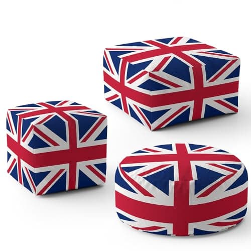Image of GIFTIMIZED GB Flag Union Jack Flag Design Pouffe Ottoman Cube Footstool Kids | Removable Zip Cover | Various Sizes & Shapes | British Made | Custom Gift