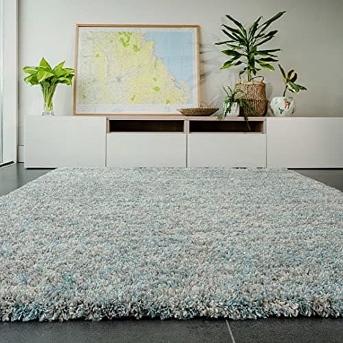 Image of Affordable Durable Grey Silver Fuffly Shaggy Shag Carpet Rug Modern Super Soft Plush Thick Duck Egg Cream Lounge Living Dining Room Kitchen Bedroom Mat Area Rugs 160cm x 230cm
