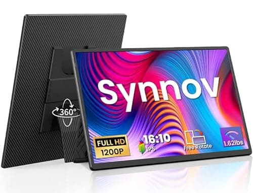 Image of Synnov Portable Monitor, 16" FHD 1200P Laptop Screen Extender, Ultra-Slim Borderless With 360° Rotatable Stand, Plug & Play Monitor Extender Compatible With Windows/Mac/Android/Switch/PS5