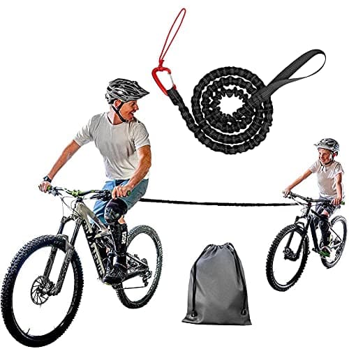 Image of TeTupGa Bicycle Tow Rope Belt Strap Mountain Bike Parent-Child Pull Reflective Traction Portable Outdoor MTB Elastic Bicycle For Adult Kids Children (Black)