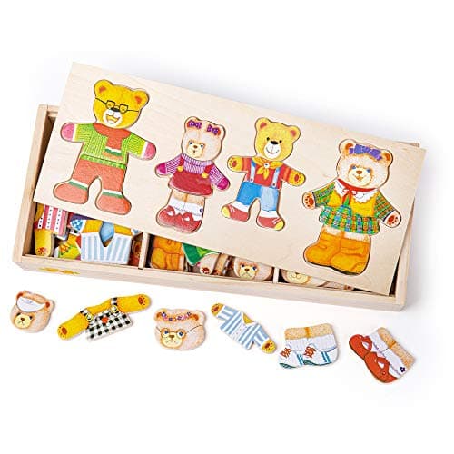 Image of Bigjigs Toys Wooden Bear Family Dress-Up Puzzle with Storage Box