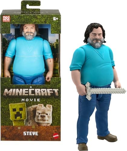 Image of Mattel Minecraft Large-Scale Action Figure, 12-inch Posable Steve Toy Collectible Inspired by A Minecraft Movie, JGG67