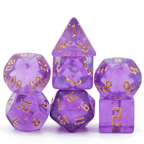 Image of Feywild Whisper Dice Set – Lilac & Lavender Polyhedral Glitter Dice for Tabletop RPGs & Role-Playing Games