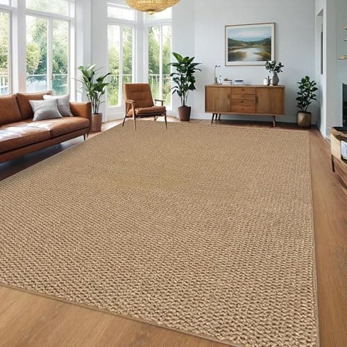 Image of USTIDE Natural Woven Sisal Rug - Rustic Chunky Textured, Washable, Nonslip for Living Room, Indoor/Outdoor Use, 200x300cm