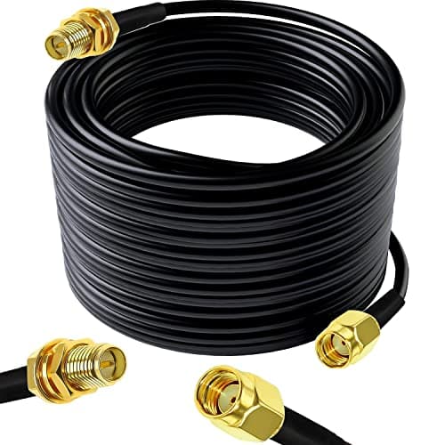Image of RUNCCI-YUN 10m 33ft RP-SMA WiFi antenna extension cable,RP-SMA Male to Female Cable, Coaxial Cable Connector Antenna Adapter(Black) for Wireless LAN Router Bridge & Cellular Antenna, Not for TV