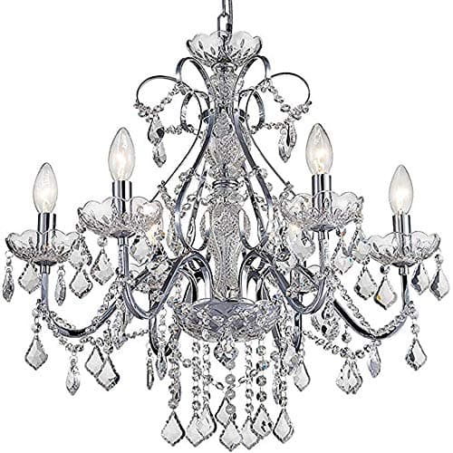 Image of Bestier Modern Chrome Pendant Chandelier Crystal Lighting Ceiling Light Fixture Lamp for Dining Room Bathroom Bedroom Livingroom 6 E14 Bulbs Required D60cm x H65cm