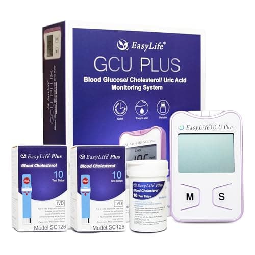 Image of Total Cholesterol Test Quick and Simple | EasyLife Plus | 20 Tests with Meter (GCU)
