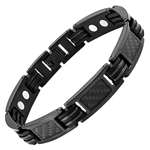 Image of Willis Judd Mens Carbon Fiber Titanium Magnetic Bracelet Size Adjusting Tool and Gift Box Included