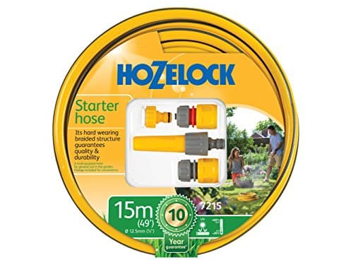 Image of HOZELOCK - Starter Hose Kit ø 12.5mm (1/2") 15m : Versatile, UV-resistant Garden Hose, Includes Fittings and Nozzle: Ready to Use [7215P9000]