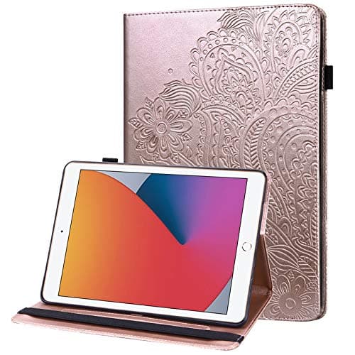 Image of GLANDOTU Amazon Kindle Fire HD 8 Tablet Case (8th Gen 2018/7th Gen 2017/6th Generation 2016),PU Leather lightweight Embossed Folio Flip Tablet Cover with fold Stand Protective Shell -Rose gold