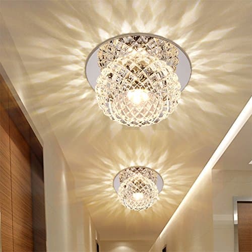 Image of Gimartuk Modern Crystal 5W LED Ceiling Light, Warm White, 12 x 6 cm / 4.7 x 2.3 inches, A++ Energy Class, Perfect for Hallway, Balcony, Bedroom, Living Room