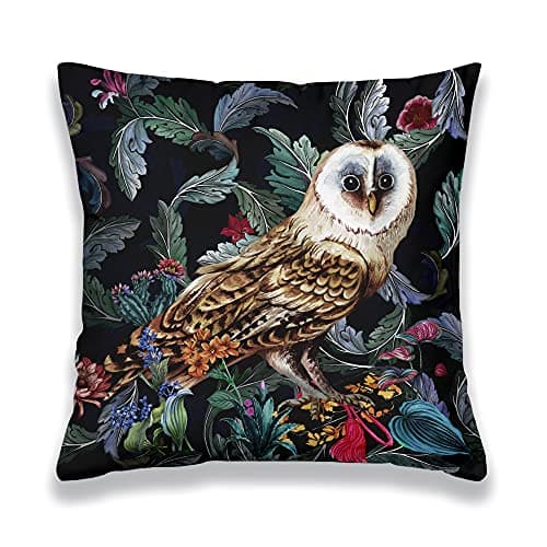 Image of Obal William Morris inspired Cushion Covers Original Design Velvet Pillow Case Square Decorative Throw Pillow Cover 45cm x 45cm for Sofa Bed Couch Living Room Bedroom (18x18 Inch) Forest Owl 1pc