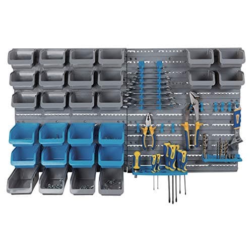 Image of URBNLIVING 44 Pcs Wall Mountable Tools, Screws & Bits Organiser DIY Storage Bins & Racks