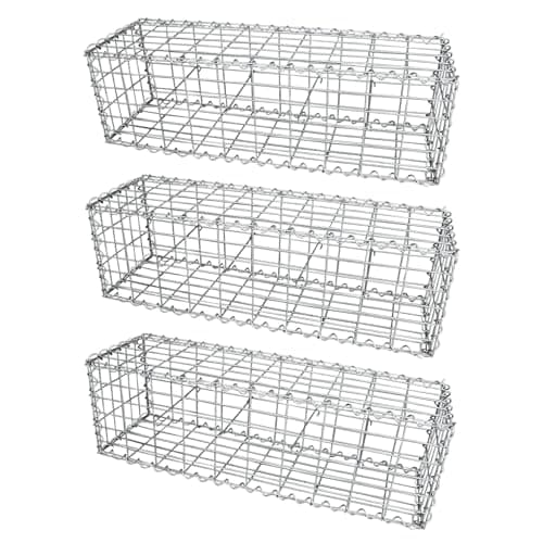 Image of Monster Shop Gabion Baskets Galvanised Steel Cages Mesh Wire Stone Basket Outdoor Spiral Retaining Wall Planter Garden / 100 x 30 x 30cm / 3 Pack…