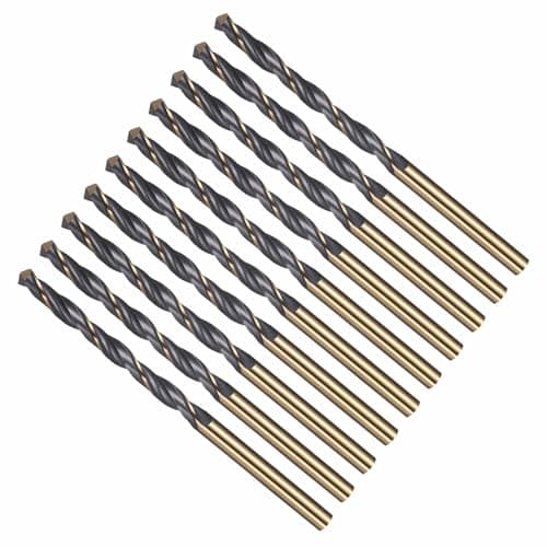 Image of CoCud Drill Bit, 4mm Cutting Diameter, 4341 HSS Jobber Bits Gold and Black 118° Cutting Angle - (Applications: for Drilling Plastic Wood Soft Metal), 10-Pieces