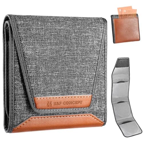 Image of K&F Concept Optics Lens Filter Case, Holds 3 Filters Up to 82mm, Water & Dust Resistant Durable Protective Case, Folding Carry Pouch for Round or Square Filters for Canon Nikon Sony Camera Filters
