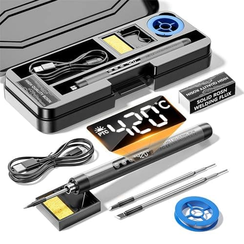 Image of Cordless Soldering Iron Kit, USB-C Rechargeable Portable Soldering Pen with LED Adjustable Temperature 260℃–420℃, Fast Heating Electric Soldering Tool for Electronics Repair & DIY Projects