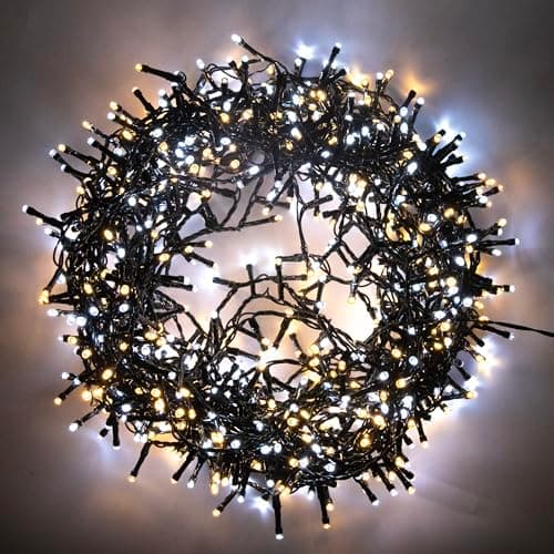 Image of SHATCHI 200 LEDs Fairy String Lights Warm White and Cool White Indoor/Outdoor Christmas Tree/Home/Party/Wedding/Garden Decorations Green Cable 8 Modes Mains Powered Memory Auto Timer