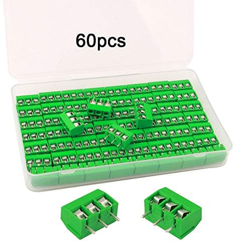 Image of QitinDasen 60Pcs Premium 3 Position 3 Pin Plug-in PCB Terminal Block, 5.08mm Pitch PCB Mount Screw Terminal Block Connector (300V / 10A, Green)