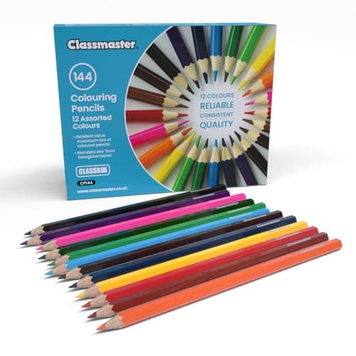 Image of Classmaster Colouring Pencils for Adults & Kids, Assorted Coloured Pencils, Long-Lasting & High Quality Colouring Pencils for Children, Softer Leads for Perfect Colour Laydown, Pre-Sharpened - 144PK