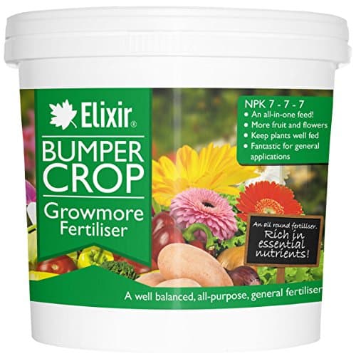 Image of Elixir Gardens Bumper Crop Growmore Fertiliser | Various quantities available (from 500g to 25kg) | 10kg, Supplied in Re-Sealable Tub | Treats 200sqm