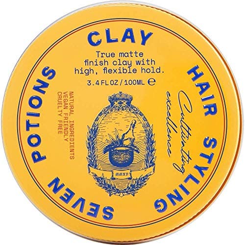 Image of Seven Potions Men's Hair Styling Clay — Natural, Water-Based, Matte Hair Wax, High Hold Hair Styling Product — 100% Vegan, Cruelty Free (100ml)