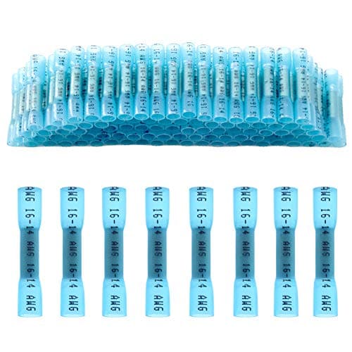 Image of CEEYSEE 100Pcs of Blue Heat Shrink Butt Connector 16-14 AWG Insulated Waterproof Marine Automotive Wire Crimp Terminal(RTL)