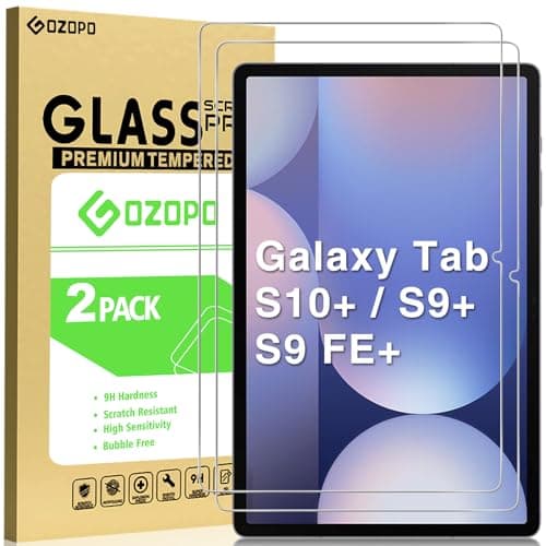 Image of GOZOPO Screen Protector for Samsung Galaxy Tab S9 Plus/ S9 FE Plus/Galaxy Tab S10 Plus 12.4 inch, Scratch Resistant Tempered Glass Film for Galaxy Tab S9+/ S9 FE+/ Tab S10+ 12.4"