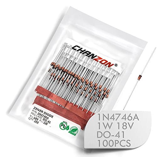 Image of (Pack of 100 Pieces) Chanzon 1N4746A 1N4746 Power Zener Diode 1W 18V DO-41 (DO-204AL) Axial Diodes 1 Watt 18 Volt