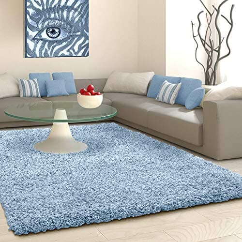 Image of SHAGGY Rug Rugs Living Room Large Soft Touch 5cm Thick Pile Modern Bedroom Living Room Area Rugs Non Shed (Duck Egg Blue, 120cm x 170cm (4ft x 6ft))