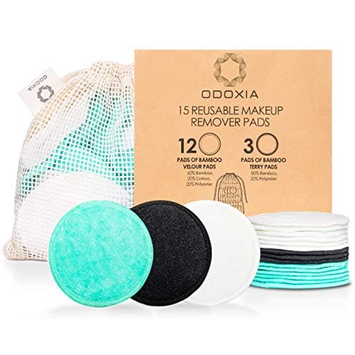 Image of Reusable Makeup Remover Pads | Eco Friendly & Zero Waste Cotton Rounds | Beauty Products | 15 Natural & Organic Face Pads with Laundry Bag | Soft for All Skin Types | Bamboo Wipes for Facial Cleansing
