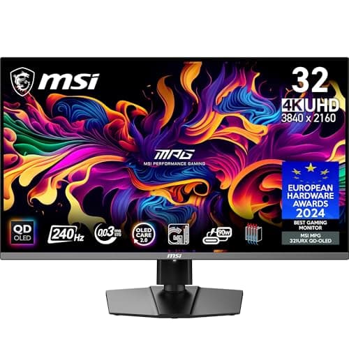 Image of MSI MPG 321URX QD-OLED 31.5 Inch 4K UHD Gaming Monitor - 3840 x 2160 Quantum Dot OLED Panel, 240Hz / 0.03ms, 99% DCI-P3, ΔE≤2, DisplayHDR True Black 400, KVM, RGB - DP 1.4a, HDMI 2.1, USB Type-C