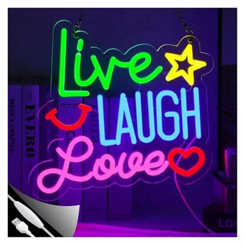 Image of LEMST Sign Lamp Live Laugh Love Neon Sign Illuminated Letter Room Decor Light for Bar Party Home Store Cofe 35x31cm