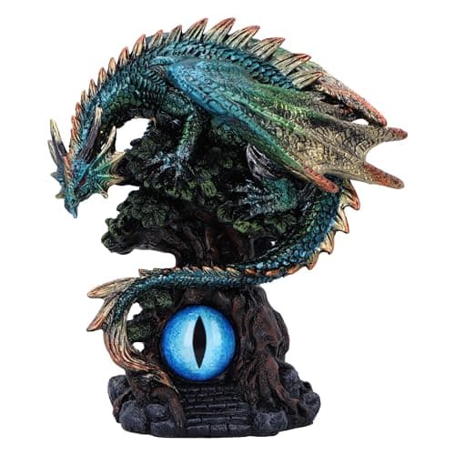 Image of Nemesis Now Forest Seer Blue Dragon Figure Ornament, 16cm Resin Collectable Giftware, Hand-Painted U6697A24