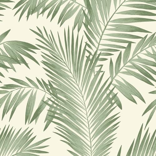Image of Arthouse Tropical Palm Green & Cream Wallpaper - for Living Spaces & Feature Walls - Bedroom - Kitchen - Hallway - Livingroom - Office Study - Rustic - Modern - Full Roll 10.05m (L) X 53cm (W) 906800