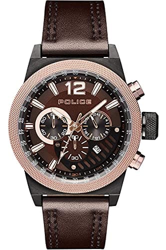 Image of Police Mens Quartz Watch, Chronograph Display and Leather Strap PL.15529JSBBN/12