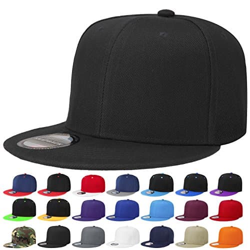 Image of Falari - Mens Classic Snapback Hat - Trendy Hip Hop Style Flat Bill Blank Solid Black Color Fashion Cap, Adjustable Size Fit - Thread Nest Store UK