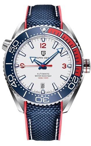 Image of Pagani Design Men's Automatic Watch, Water-Resistant to 100 m, Mechanical, Ceramic Bezel, Sapphire Crystal, Automatic Diver's Watch (White)