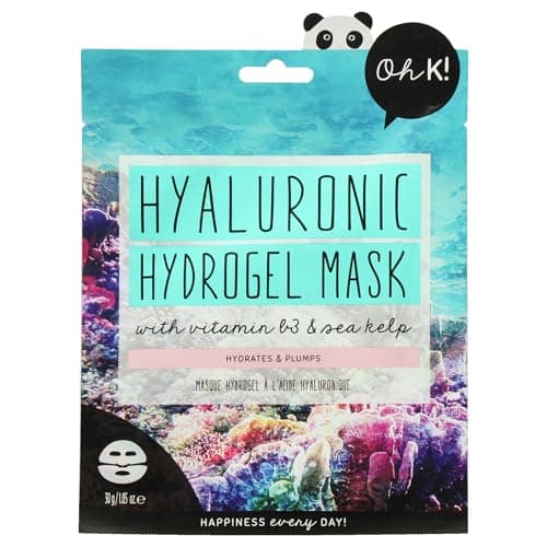 Image of Oh K! Hyaluronic Hydrogel Sheet Mask, For Dry and Dehydrated Skin, Plumping Effect, With Added Niacinamide Vegan and Cruelty Free, 46g