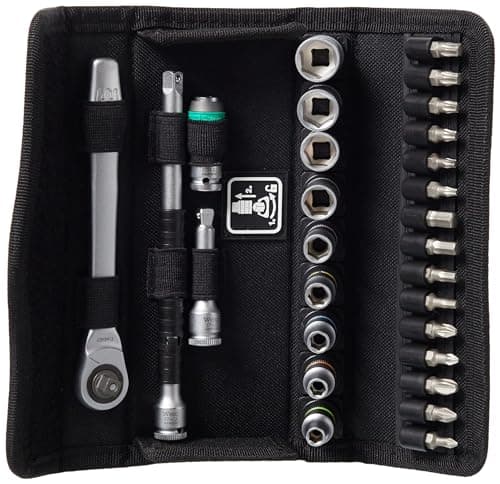 Image of Wera 05004018001 8100 SA 8 Zyklop Metal Ratchet Set with switch lever, 1/4" drive, metric 28 pieces