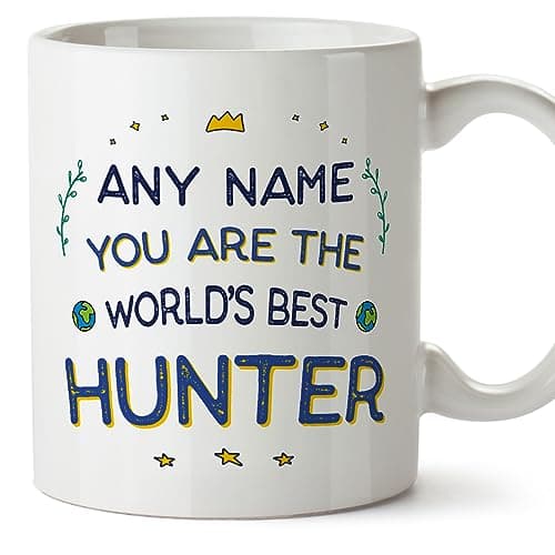 Image of MUGFFINS Personalised Mug for Hunter - in English - World's Best - Funny Custom Gift for Colleagues - Ceramic 11oz Mug